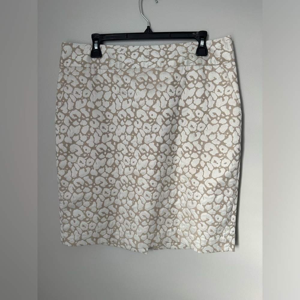 The Limited Women Animal Print Lined Pencil Skirt Ivory Size 14